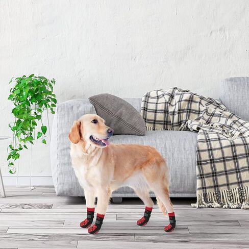 BEAUTYZOO Non Slip Dog Socks to Prevent Licking Paws, Dog Shoes Booties for Hardwood Floors Anti Slip-Thick Grip Works Even When Twisted-Paw Protector for Cold Pavement Small Medium Large Senior Dogs in Kuwait