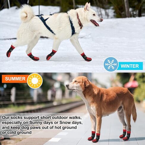 BEAUTYZOO Non Slip Dog Socks to Prevent Licking Paws, Dog Shoes Booties for Hardwood Floors Anti Slip-Thick Grip Works Even When Twisted-Paw Protector for Cold Pavement Small Medium Large Senior Dogs in Kuwait