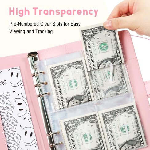 100 مغلف تحدي توفير المال، كتاب مجلد الميزانية من جلد البولي يوريثان مقاس A5 مع مظاريف نقدية، طريقة ممتعة لتوفير 5,050 دولارًا، هدايا للأصدقاء والعائلة in Kuwait