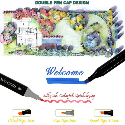 Alcohol Markers 60 Colors Double Tips Chisel & Fine Art Marker Set with Case & Holders for Adults Coloring, Painting, Illustrations, and Sketching in Saudi Arabia