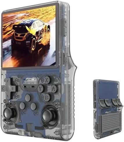 BVXZIOP R40S Pro Retro Game Console,Portable Handheld Video Game Console ，3.5 inch IPS Screen with 256G Card &30000+ Games,Built in 45 Emulators,3800mAh Battery (Transparent gray) in Saudi Arabia