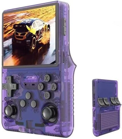 BVXZIOP R40S Pro Retro Game Console,Portable Handheld Video Game Console ，3.5 inch IPS Screen with 256G Card &30000+ Games,Built in 45 Emulators,3800mAh Battery (Transparent gray) in Saudi Arabia