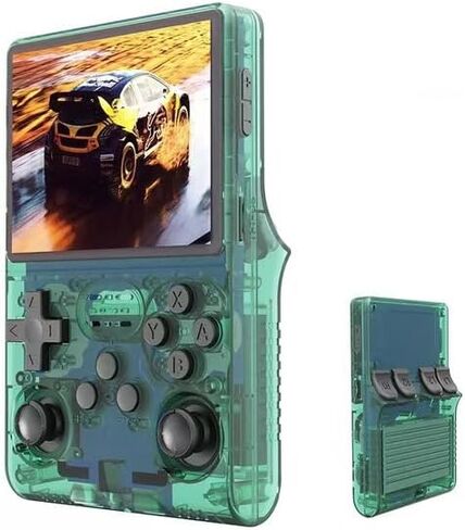 BVXZIOP R40S Pro Retro Game Console,Portable Handheld Video Game Console ，3.5 inch IPS Screen with 256G Card &30000+ Games,Built in 45 Emulators,3800mAh Battery (Transparent gray) in Saudi Arabia