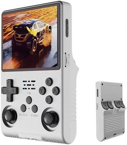 BVXZIOP R40S Pro Retro Game Console,Portable Handheld Video Game Console ，3.5 inch IPS Screen with 256G Card &30000+ Games,Built in 45 Emulators,3800mAh Battery (Transparent gray) in Saudi Arabia
