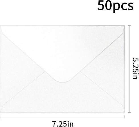 YINUOYOUJIA 50 PCS Pearl white Envelopes A7,5 x 7 white Shimmer Envelopes for Invitation,Perfect for Wedding Invitation Cards,Birthday RSVP Invite,5.25 x 7.25 inches in Kuwait