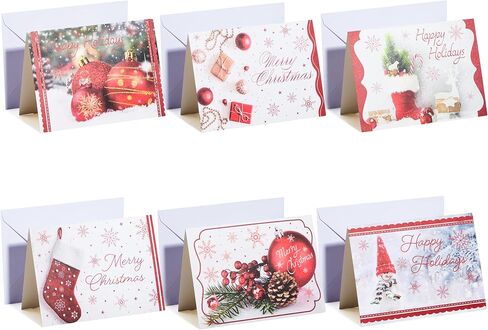 JOYIN 72 Piece Holiday Christmas Greeting Cards with 6 Artistic Greeting Designs & Envelopes 6.25" x 4.6" for Winter Christmas Season, present Giving, Xmas Gifts Cards. (Red Foil Collection) in Saudi Arabia