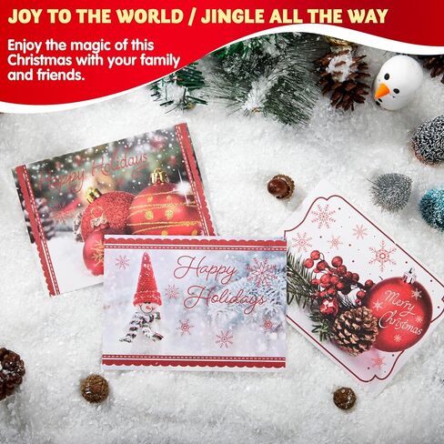 JOYIN 72 Piece Holiday Christmas Greeting Cards with 6 Artistic Greeting Designs & Envelopes 6.25" x 4.6" for Winter Christmas Season, present Giving, Xmas Gifts Cards. (Red Foil Collection) in Saudi Arabia