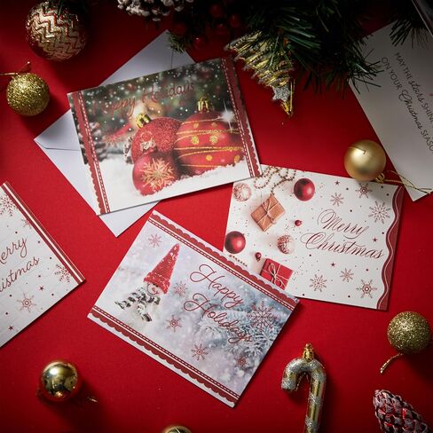 JOYIN 72 Piece Holiday Christmas Greeting Cards with 6 Artistic Greeting Designs & Envelopes 6.25" x 4.6" for Winter Christmas Season, present Giving, Xmas Gifts Cards. (Red Foil Collection) in Saudi Arabia