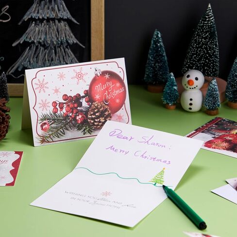 JOYIN 72 Piece Holiday Christmas Greeting Cards with 6 Artistic Greeting Designs & Envelopes 6.25" x 4.6" for Winter Christmas Season, present Giving, Xmas Gifts Cards. (Red Foil Collection) in Saudi Arabia