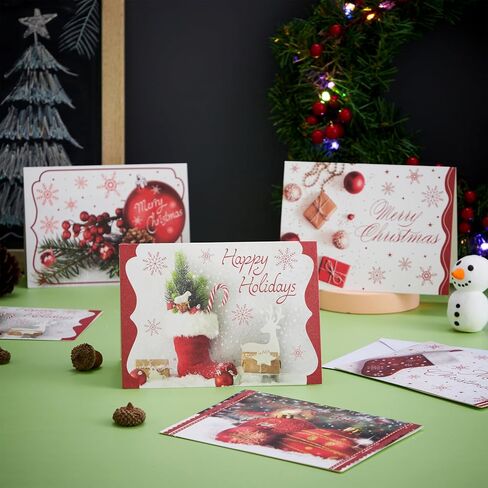 JOYIN 72 Piece Holiday Christmas Greeting Cards with 6 Artistic Greeting Designs & Envelopes 6.25" x 4.6" for Winter Christmas Season, present Giving, Xmas Gifts Cards. (Red Foil Collection) in Saudi Arabia