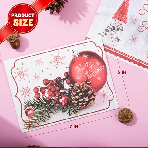 JOYIN 72 Piece Holiday Christmas Greeting Cards with 6 Artistic Greeting Designs & Envelopes 6.25" x 4.6" for Winter Christmas Season, present Giving, Xmas Gifts Cards. (Red Foil Collection) in Saudi Arabia