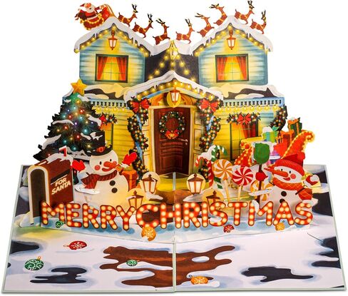 Paper Love 3D Fireplace Pop Up Christmas Card, Gift For Christmas or Holidays, 5" x 7" Cover - Includes Envelope and Removable Note Tag in Saudi Arabia