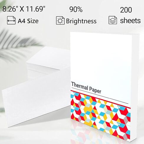 COLORWING A4 Thermal paper - Multipurpose Paper Compatible for HPRT MT800 MT800Q Phomemo M08F and Brother PJ762 PJ763MFi Portable A4 Printers, 8.2 x 11.7 Inch (200 sheets) in Saudi Arabia