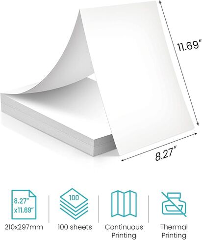 COLORWING A4 Thermal paper - Multipurpose Paper Compatible for HPRT MT800 MT800Q Phomemo M08F and Brother PJ762 PJ763MFi Portable A4 Printers, 8.2 x 11.7 Inch (200 sheets) in Saudi Arabia