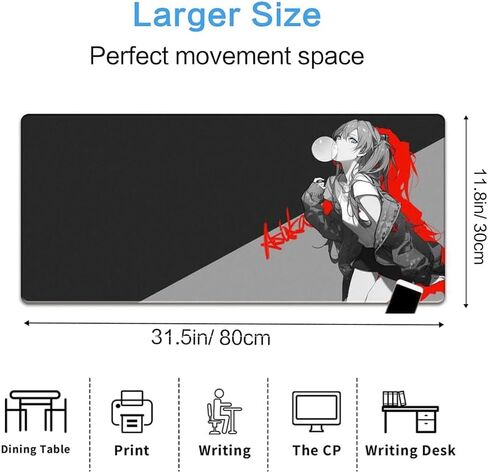 CORN Anime Large Extended Gaming Mouse pad, Desk Mat with Seamed Edges, Non-Slip Rubber Base, Computer Keyboard Mouse Mat for Gaming, Office & Home, 31.5x11.8 Inch in Saudi Arabia