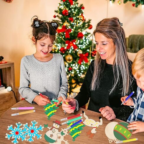 50 قطعة من أدوات الرسم الخشبية لعيد الميلاد، زخارف خشبية لعيد الميلاد للطلاء، زخارف خشبية فارغة غير مكتملة لعيد الميلاد، شرائح خشبية معلقة لشجرة عيد الميلاد لتزيين الحرف الفنية بنفسك in Kuwait