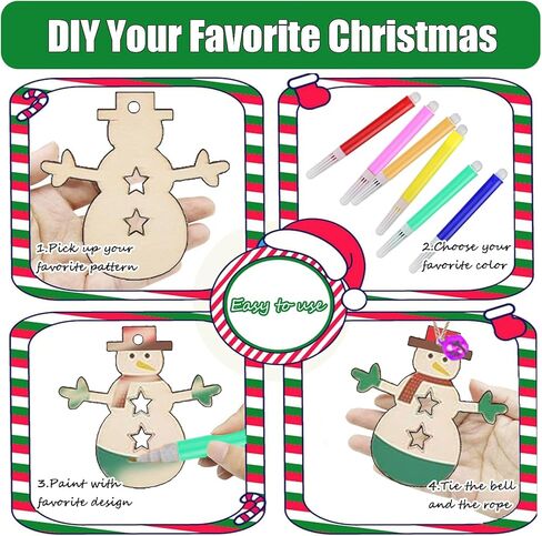 50 قطعة من أدوات الرسم الخشبية لعيد الميلاد، زخارف خشبية لعيد الميلاد للطلاء، زخارف خشبية فارغة غير مكتملة لعيد الميلاد، شرائح خشبية معلقة لشجرة عيد الميلاد لتزيين الحرف الفنية بنفسك in Kuwait