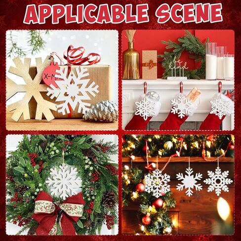زخارف ندفة الثلج الخشبية المعلقة زينة عيد الميلاد 36 قطعة، رقاقات الثلج المجوفة الخشبية زينة الشتاء من السقف 9 أنماط من القواطع DIY زينة زينة السنة الجديدة طلاء غير مكتمل in Kuwait