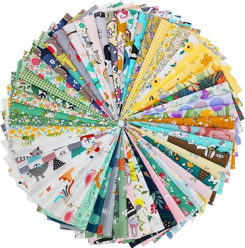 56pcs Cotton 9.8" x 9.8"(25cm x 25cm) Quilting Fabric Bundles, Pre-Cut Squares Sheets for Patchwork Sewing Quilting Crafting, No Repeat Patterns. in Saudi Arabia