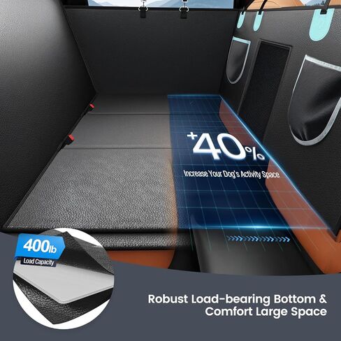 Back Seat Extender for Dogs with PU Leather, Detachable Hard Bottom Car Seat Cover for Dogs Holds 400lbs, Large Space Backseat Extender for Dogs, Dog Hammock for Truck with Mesh Window in Saudi Arabia