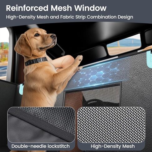 Back Seat Extender for Dogs with PU Leather, Detachable Hard Bottom Car Seat Cover for Dogs Holds 400lbs, Large Space Backseat Extender for Dogs, Dog Hammock for Truck with Mesh Window in Saudi Arabia