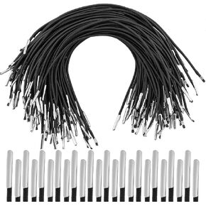 50pcs Elastic String for Masks Lengthening 14'' Elastic Barbed Cords with Metal Ends Elastic Bands for Crafts Party Hats Masks (Black)