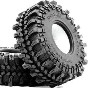 HOBBYSOUL 2pcs 1.0 Tires 61 * 22.4mm Soft Sticky 1.0 Mud Crawler Tires for RC 1/18 TRX4M 1/24 SCX24 AX24 FCX24 Enduro24 Upgrade, (2-Pack)
