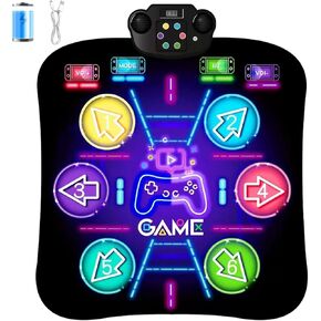 2024 Upgraded Kids Dance Mat for 3 4 5 6 7 8+ Year Old, Rechargeable Light Up Girls Dance Mats with Large Capacity Battery, Music Bluetooth Dancemat Kids Toys