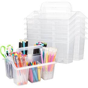 Plastic Caddy For Classroom,Office,Home,6-pack Clear Storage Caddy For Pencil,Pen,Craft Tools (Clear)