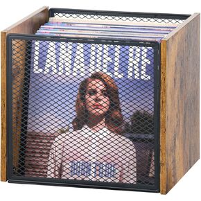 LOFTEY 2 Pack Vinyl Record Storage, 100-120 Records Record Holder, Stackable Album Storage for Vinyl Records, Fits 7"-12" Records, Vinyl Record Storage Box for Book, Toys, Classic Cube Design, Brown