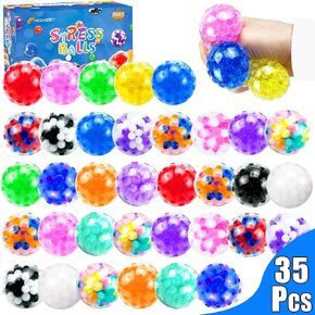 Stress Balls, Squishy Squeeze Balls Bulk, Small Sensory Balls, ADHD Stress Relief for Adults , Classroom Prizes, Party Favors, Birthday Gift, Goodie Bag Stuffers (35)