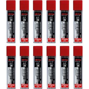 rOtring 0.7mm 2B Super Polymer Pencil Lead - 288 Leads - Box of 12 Tubes - Refills for Mechanical Pencils
