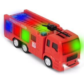 Toysery Fire Truck Toy with Flashing Lights & Siren Sounds for Kids, Extendable Rotating Ladder, Bump and Go Action, Role Play Toy for Boys & Girls, Kid Car Toy Trucks, Ages 3-7+