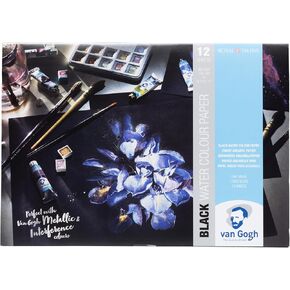 Van Gogh Watercolor Paper Pad, 140lb., Black Paper, 12 Sheets, 8.3" x 11.7" / A4