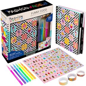Fashion Angels Funny Foods Graphic Journaling Set - Includes 1 Tabbed Sketchbook, 2 Sticker Sheets, 6 Scented Markers and 3 Rolls of Tape, Cute Foods Stationery Set - for Ages 8+