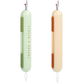 Tofficu 2pcs 2 in 1 Needle Threader: Needle Threader for Sewing Machine, Sewing Seam Ripper, Thread Seam Ripper, Needle Threading and Seam Remover, Needle Threader for Sewing Knitting Green&Yellow