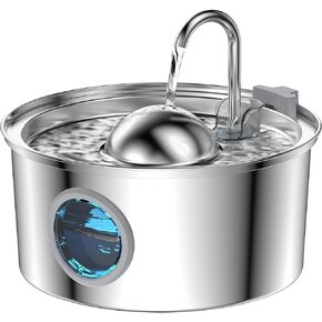 Stainless Steel Cat Water Fountain - Dogs&Cats&Pets&Small Animals Automatic Bowl Dispenser - Pet Drinking Waterer Bowls Indoor - Auto Kitty Watering Dish Supplies - 108oz/3.2L Easy Cleaning Machine