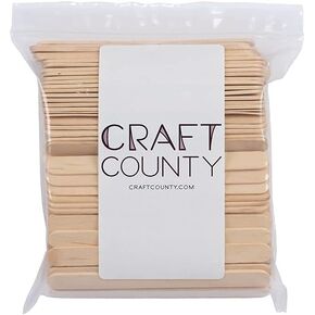 200 Piece Craft County Flat Natural Wood Craft Sticks Popsicle Sticks 4 1/2 Inch Great for DIY Kids School Projects Ice Cream Stick