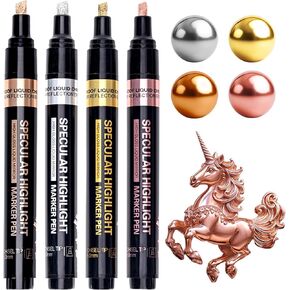 Resiners Mirror Chrome Metallic Markers Pen, 4 Colors Liquid Chrome Paint Pen, Reflective Gloss, 2-5mm Larger Application Area, Epoxy Resin Tools and Supplies for Metal Model, Glass Painting DIY Carft
