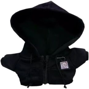 niannyyhouse 10cm~15cm 20cm Plush Doll Clothes Hoodie Cardigan Jacket Soft Stuffed Plush Toy Dress Up (Black 10cm~15cm)