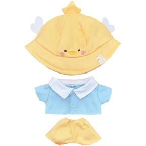 niannyyhouse 20cm Plush Doll Clothes Bunny Duck Hat Shirt Pants Kindergarten Set 8in Soft Stuffed Doll Dressup (Yellow)