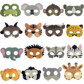 ELANE 16 Pcs Animal Face Mask Jungle Theme Party Favors Animal Head Mask Animal Masks for Kids Party Jungle Party Decorations