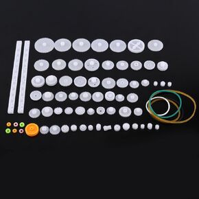 Walfront Plastic Motor Gears DIY Robot Gear Kit Pulley Belt Single and Double Crown Worm Gears Set for DIY Car Robot (75 Kinds)