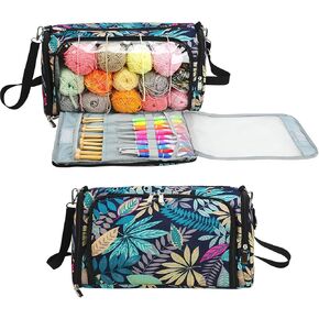 Yarn Bag with Holes for Crochet, Traveling Yarn Storage Organizer Crochet Bag and Tote for Crochet Supplies, Store Huge Amount of Stuff, Carry-on Carrier Bag Case Gifts for People Who Crochet