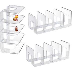 Clear Acrylic Desk File Sorter, Sturdy Desk File Organizer, Purse Handbag Clutch Divider File Folder Rack for Home Office Kitchen Supplies 4 Sections (3 Pcs)