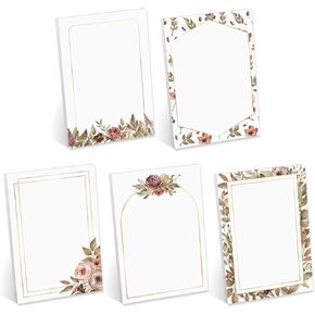 Simple Floral Sticky Note Pad Assortment/Set of 5 Pastel Note Pads / 4" x 6" Botanical Sticky Note Pads / 50 Sheets Per Pad/Made in USA