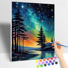 ShengDexin Paint by Number Kit for Adults, Framed Canvas Set with Wooden Framed, Brushes and Acrylic Paints - Perfect for DIY Arts and Crafts Beginners - 16 x 20 inchs