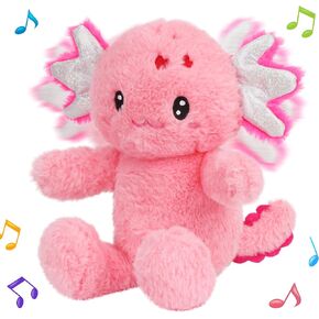 Cuteoy Talking Axolotl Repeat What You Say Musical Stuffed Animal Shaking Singing Plush Toy Electric Interactive Animated Salamander Plushies for Kids Girls Boys Birthday