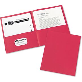 Avery 47989 Two Pocket Folder, 8-1/2-Inch x11-Inch,20 Sht Cap, 25/BX, Red