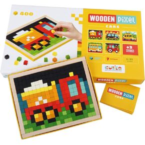 Wooden Pixels Mosaic Cars
